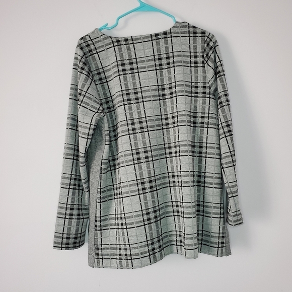 J. Jill Gray Black Silver Metallic Plaid Medium - Picture 5 of 11